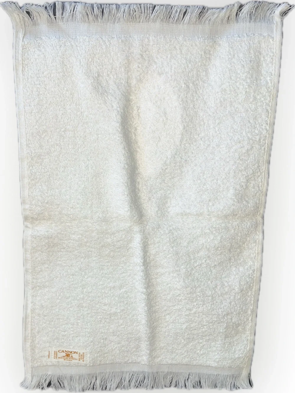 New Vintage 1960s Cannon White Towel Monogram Gold “P” Fringed Ends Bath